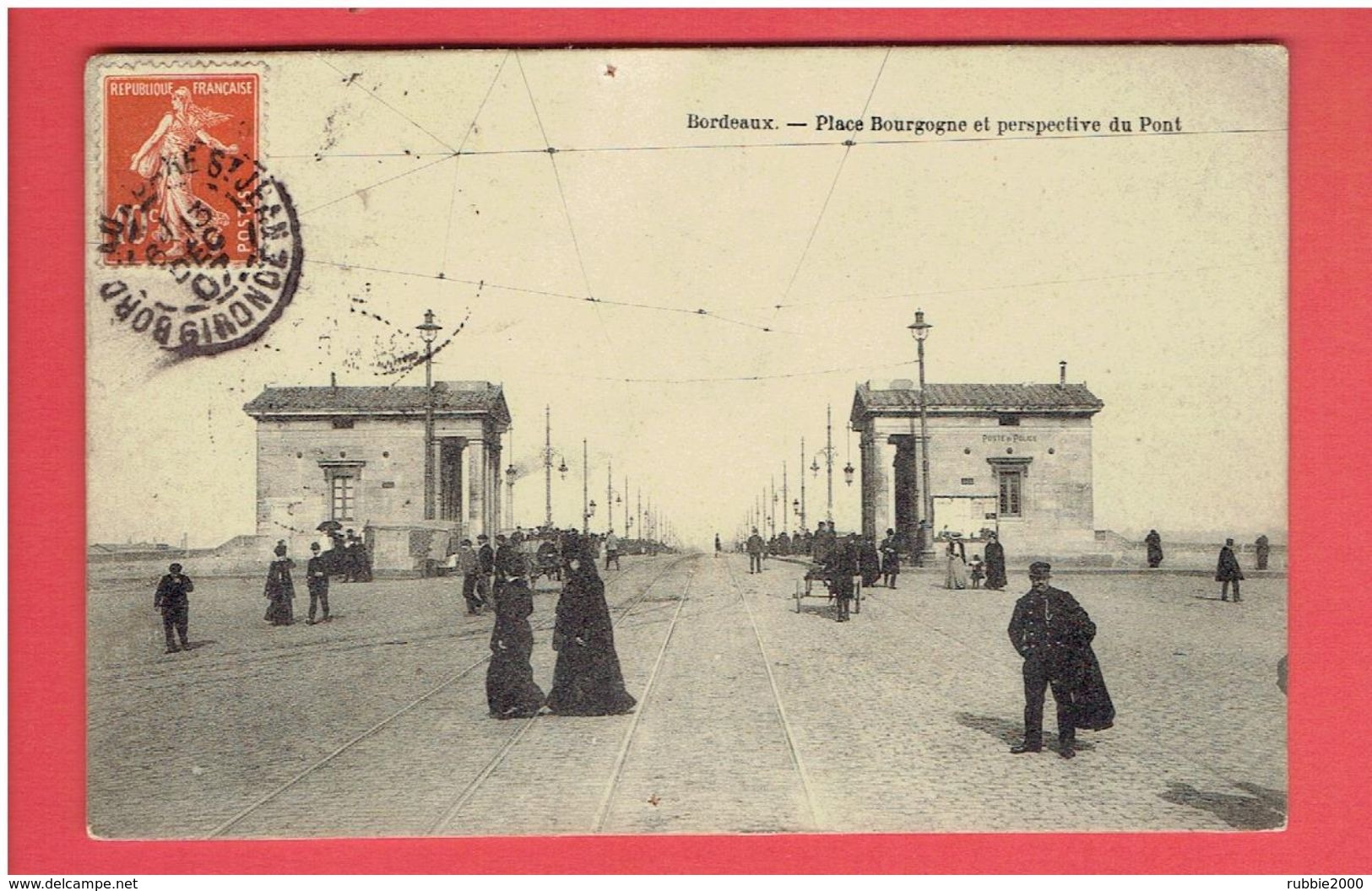 BORDEAUX 1907 PLACE BOURGOGNE POSTE DE POLICE CARTE EN BON ETAT - Bordeaux