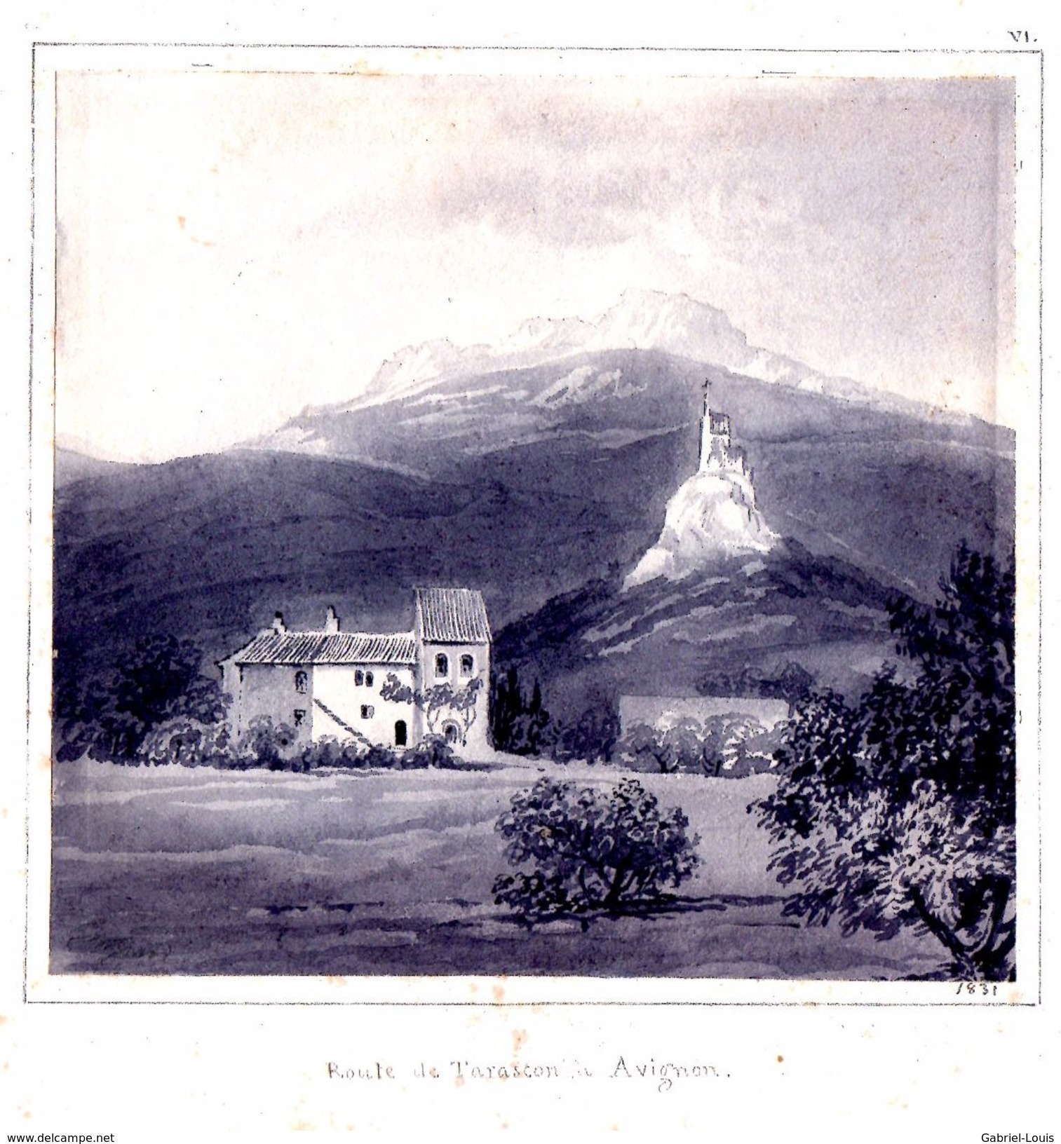 Carnet de croquis 1831 -1835 - Emilien Frossard - Région Avignon et Clermont-Ferrand - 25 dessins et aquarelles Les Baux