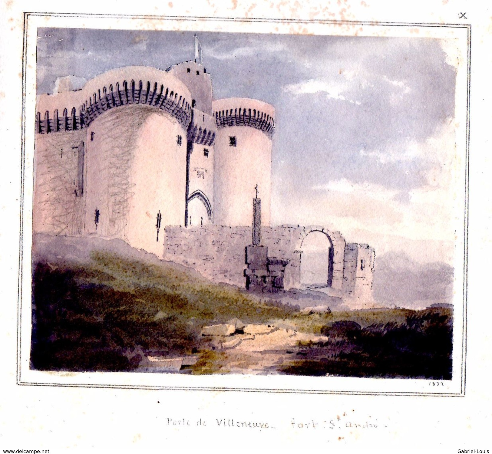 Carnet de croquis 1831 -1835 - Emilien Frossard - Région Avignon et Clermont-Ferrand - 25 dessins et aquarelles Les Baux