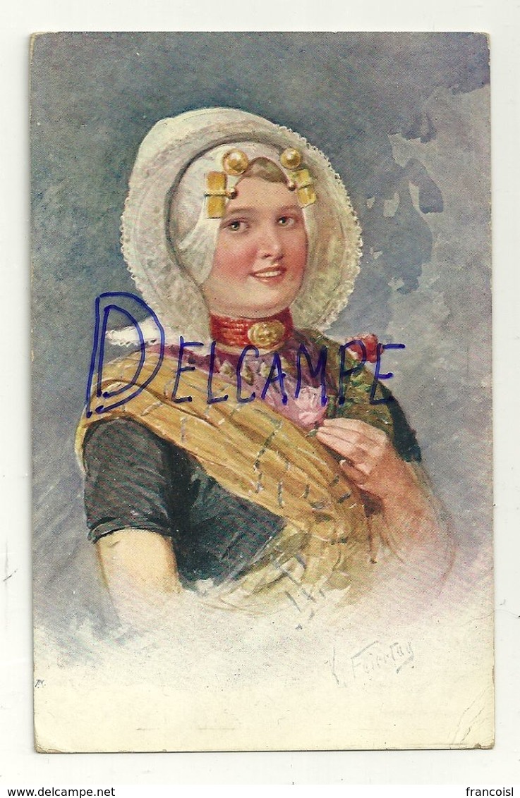 Jeune Femme En Costume. Signée K. Feiertag. 1912 - Feiertag, Karl
