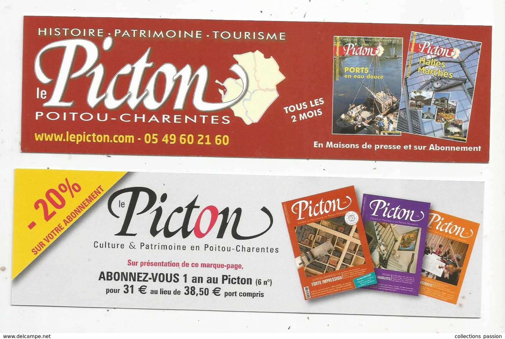 Marque Pages , Poitiers , Collection Passion , 2012 & 2016 , Le PICTON , LOT DE 2 Marque Pages - Marcapáginas