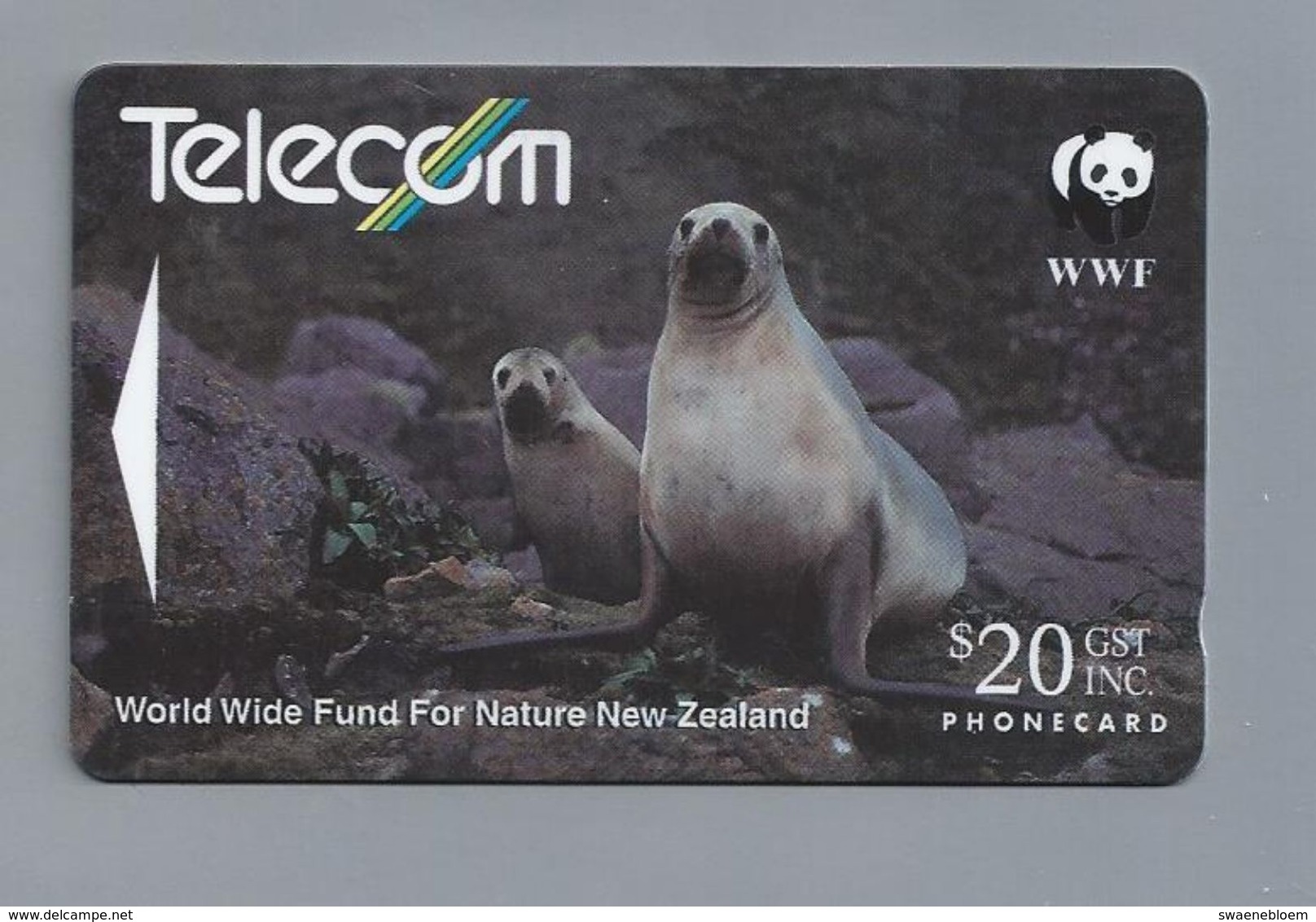 NZ.- Telecom New Zealand Limited. WWF. Hooker's Sea Lion. Zeeleeuw. Photo: Craig Potton. Phonecard. Telekort. 141D - Andere & Zonder Classificatie