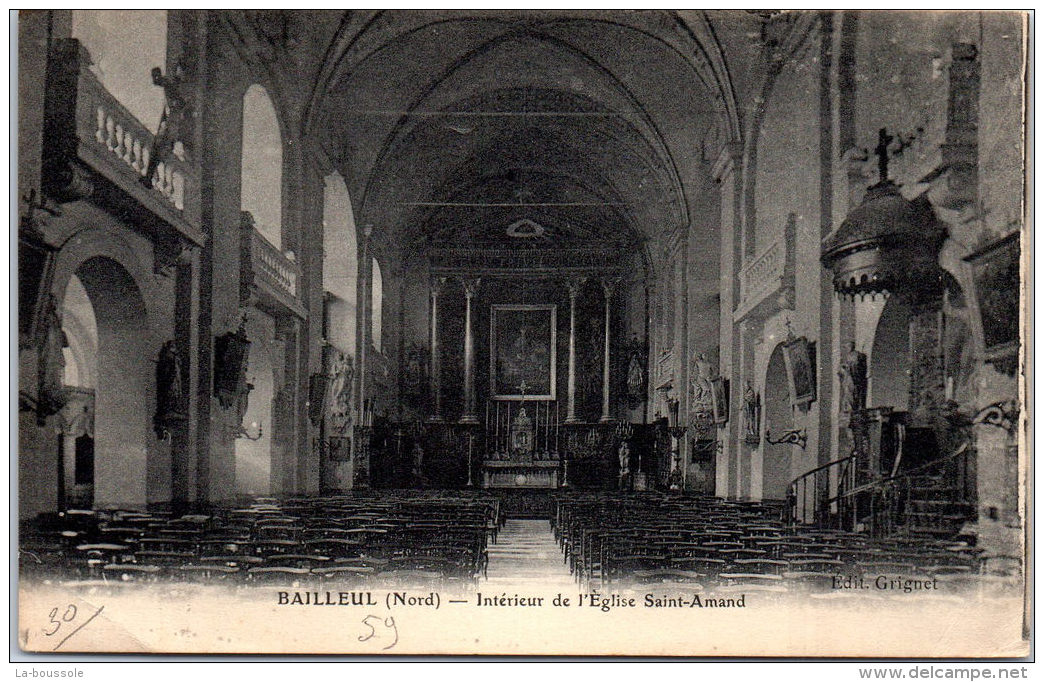 59 BAILLEUL - Intérieur De L'église Saint Amand - Autres & Non Classés