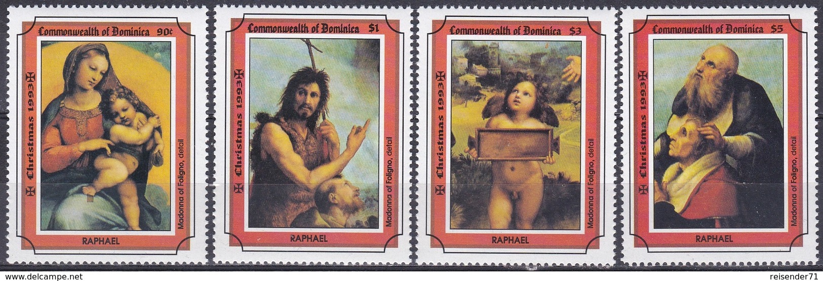 Dominica 1993 Religion Christentum Weihnachten Christmas Kunst Arts Kultur Gemälde Paintings Raffael, Aus Mi. 1786-3 ** - Dominica (1978-...)