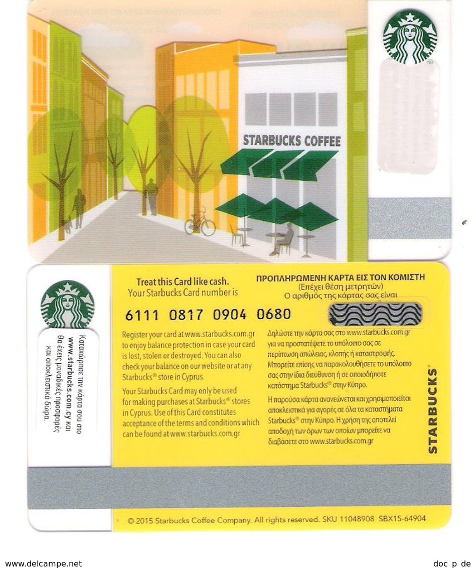 Zypern - Cyprus - Chypre - Starbucks - CN : 6111 -  Geschenkgutschein - Giftcard - Gift Card - Gift Cards