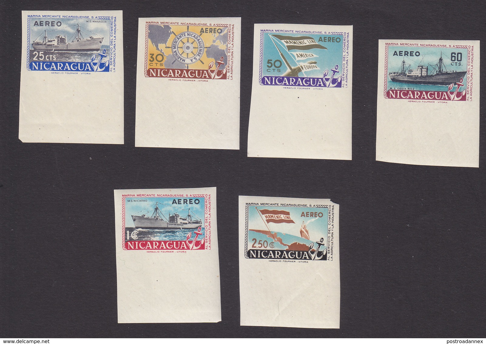 Nicaragua, Scott #C398-C403, Mint Never Hinged, Merchant Marine, Issued 1957 - Nicaragua