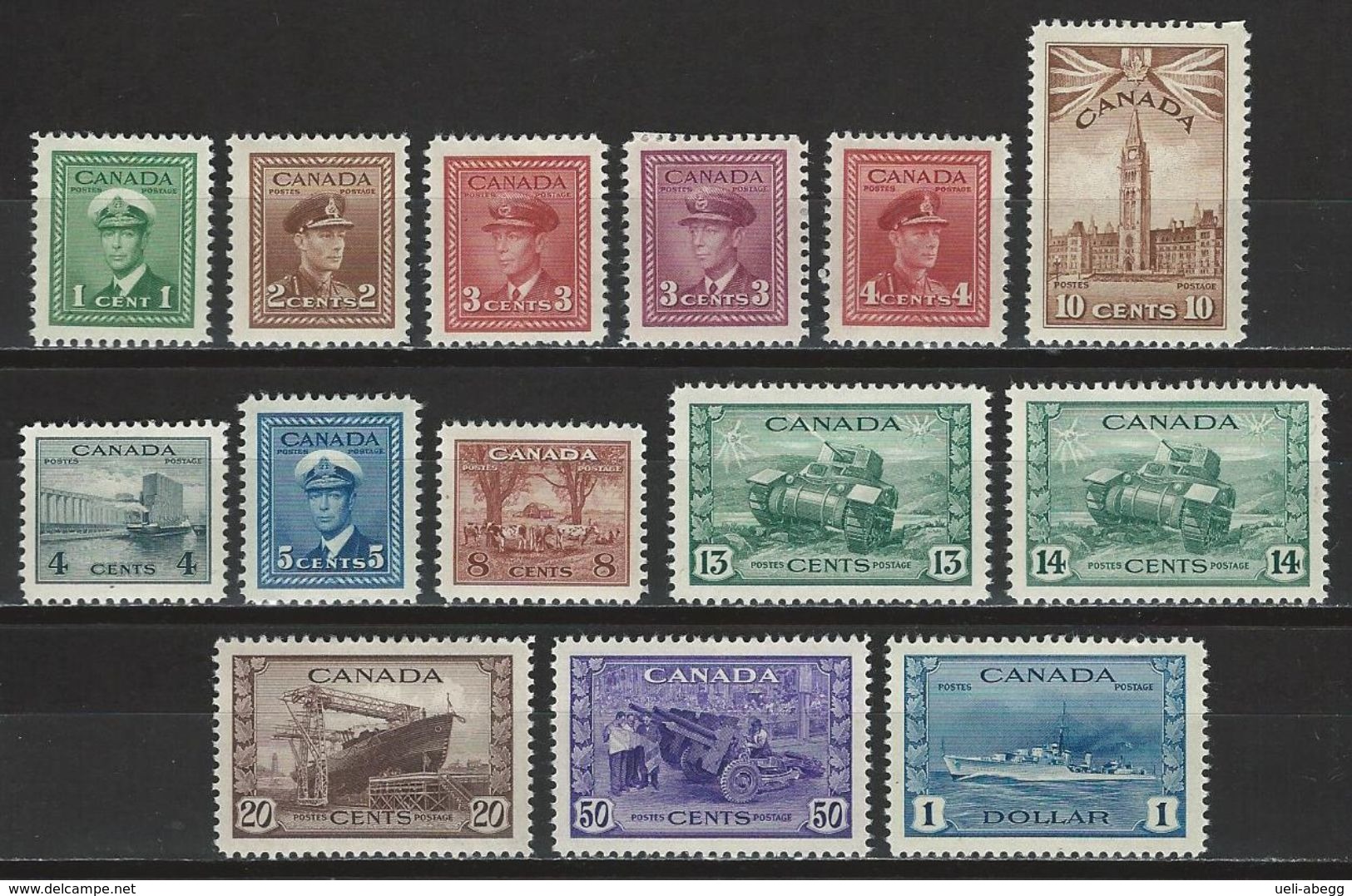 Canada SG 375-88, Sc 249-62, Mi 216-29 * MH - Neufs