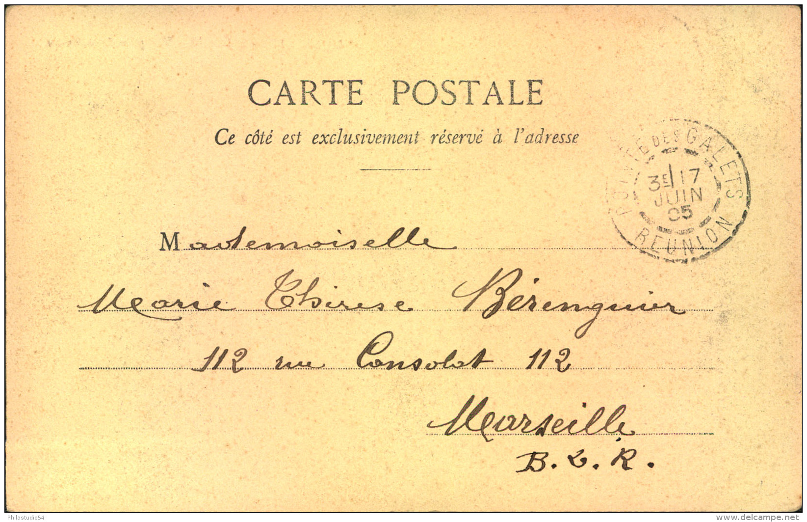 1905, Picture Card Showing ""St. Louis - Vue Prise De La Mairie"".Sent Ot Marseille. - Lettres & Documents