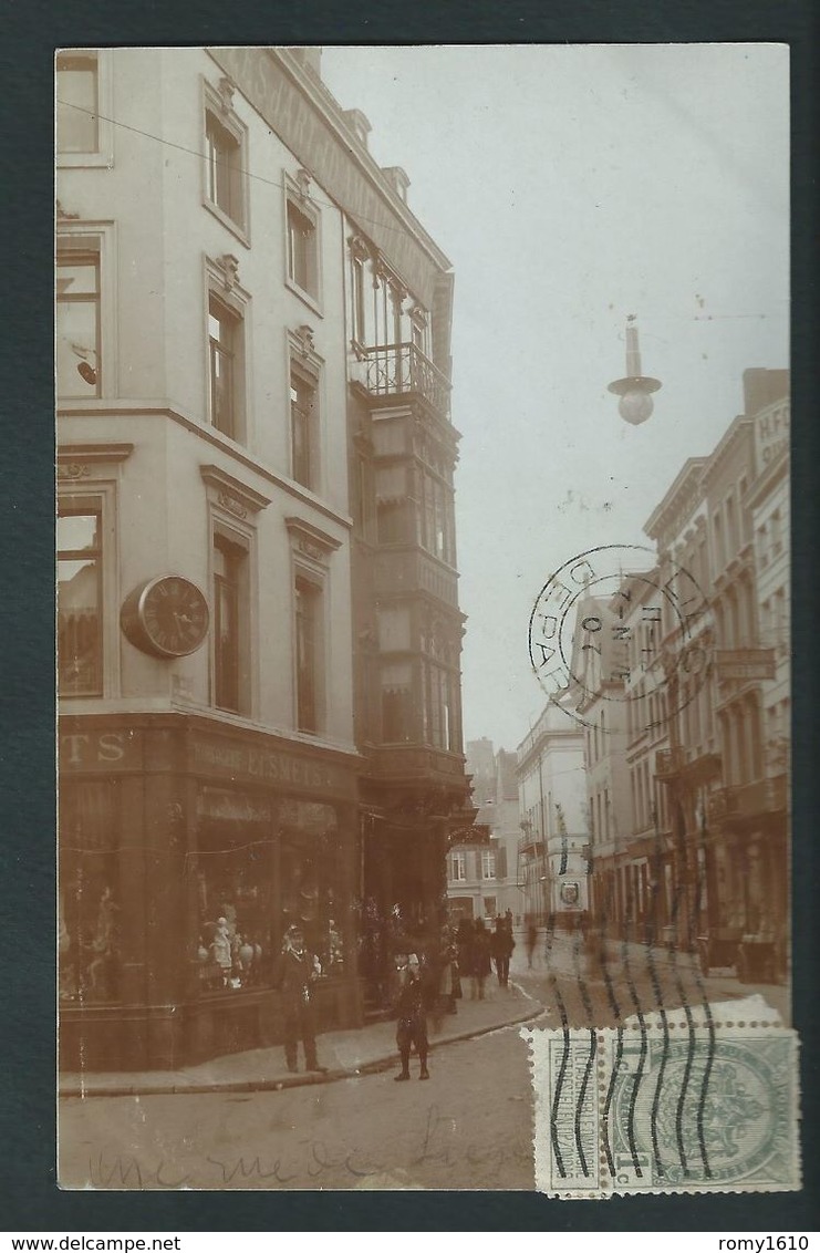 Liege. Photo-carte Animée. Horlogerie-bijouterie Smets. Coin De La Rue Des Dominicains Et Pot D'Or. - Liege