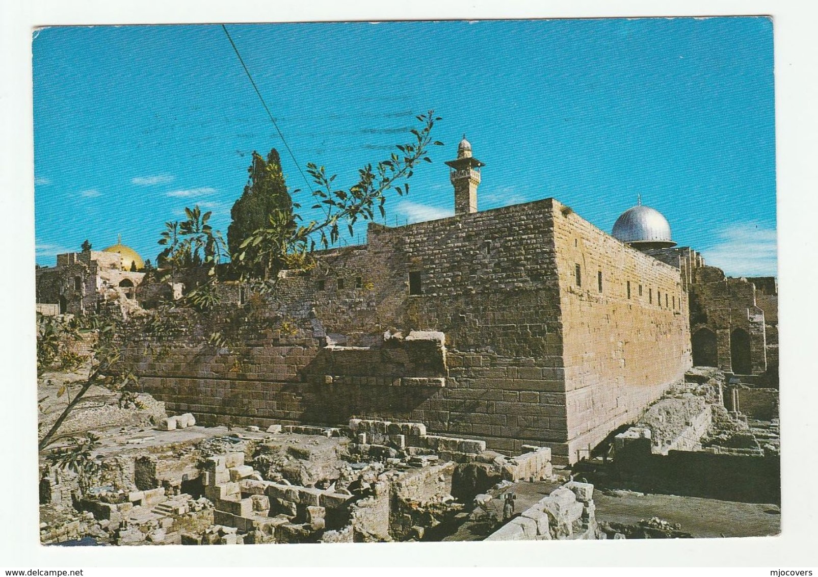 1972  ISRAEL Postcard Panorama JERUSALEM WESTERN WALL EVACUATIONS  Herzliyya To GB Stamps Cover Archaeology - Israel