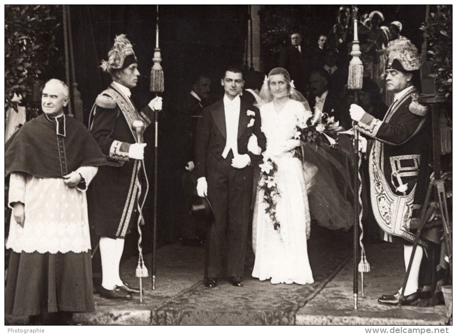 France Rambouillet Mariage Jean Lebrun &amp; Mlle Marin Ancienne Photo Meurisse 1932 - Famous People