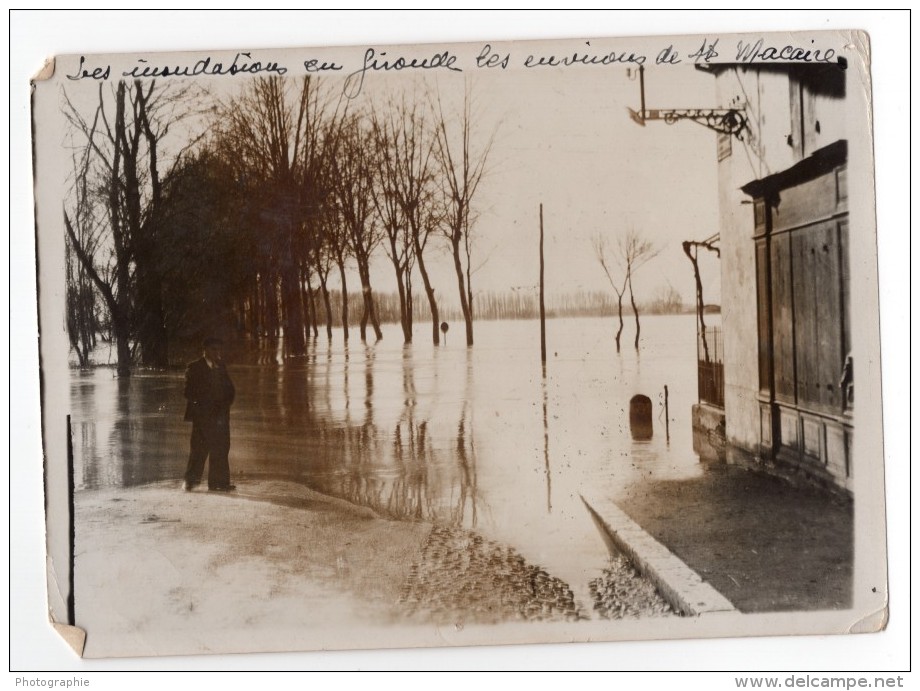 Gironde Saint Macaire Inondations De La Garonne Ancienne Photo Meurisse 1936 - Places