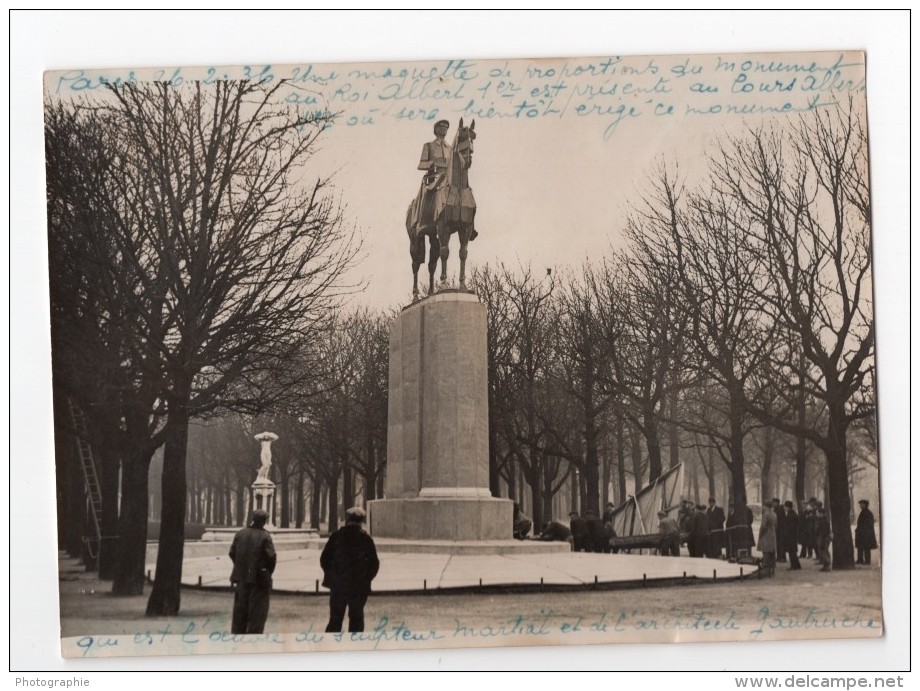 Paris Maquette Du Monument Albert Ier Martial Et Gautruche Ancienne Photo Rol 1936 - Places