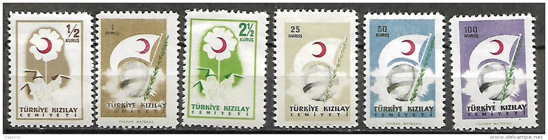 Turquie Turkey  1957 Pour Croissant-Rouge Timbres Bienfaisance, 6 Val Mnh Série Incomplete - Sonstige & Ohne Zuordnung