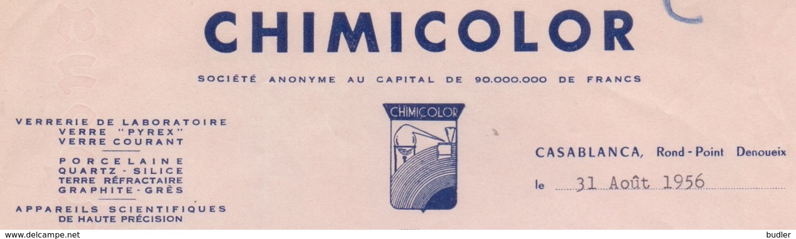 MAROC/MAROKKO:1956:Lettre De ## CHIMICOLOR, Rond-Point Denoueix, CASABLANCA ## Aux ## Ets. BECKER, Rue Masui, 220, BR.## - Autres & Non Classés