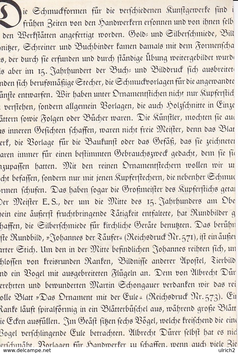 Reichsdruck Nr. 573 - Martin Schongauer - Das Ornament Mit Der Eule - 15*10cm (33902) - Other & Unclassified