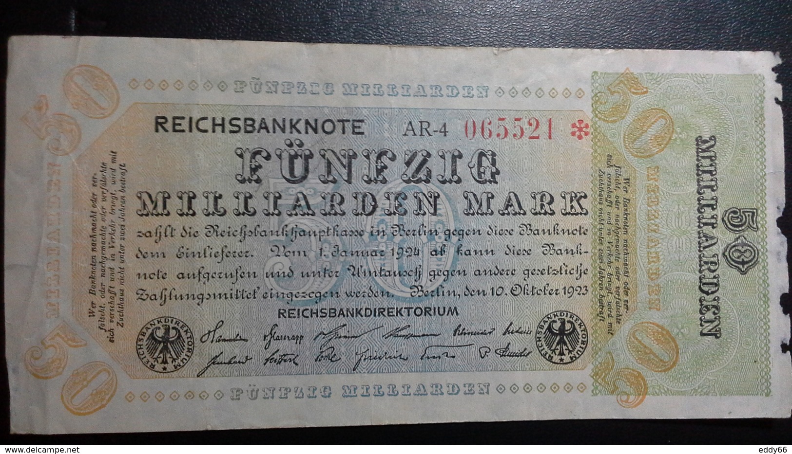 Deutsches Reich 50 Mrd. Mark  ( 1.1.1924) ( Rosenberg 117/ Pick 120) - 50 Miljard Mark