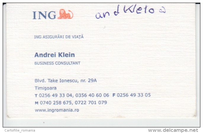 ING Bank  - Visiting Card, Carte De Visite - Cartes De Visite