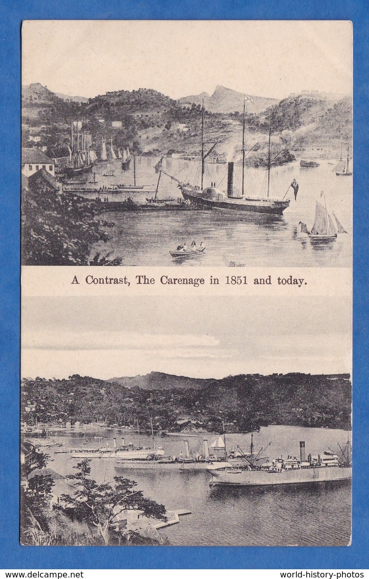CPA - THE CARENAGE  St George's , Grenada - Port / Harbour - 2 Vues - 1850 / 1900 - Bateau Militaire Navire De Guerre - Grenada