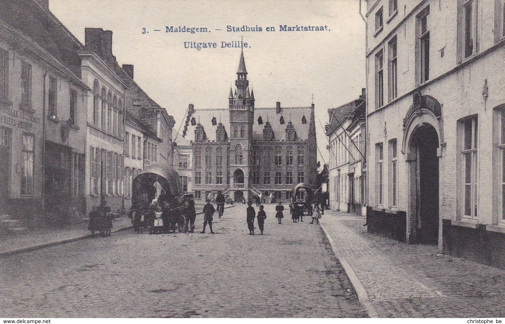 Maldeghem, Maldegem, Stadhuis En Marktstraat, Met Koets (pk45132) - Maldegem