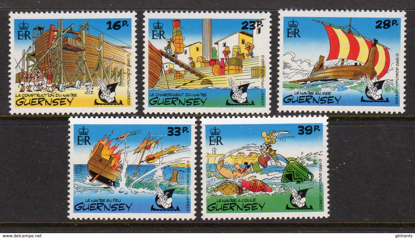 GUERNSEY - 1992 OPERATION ASTERIX COMPLETE SET (5V) SG 583-587 FINE MNH ** - Archaeology