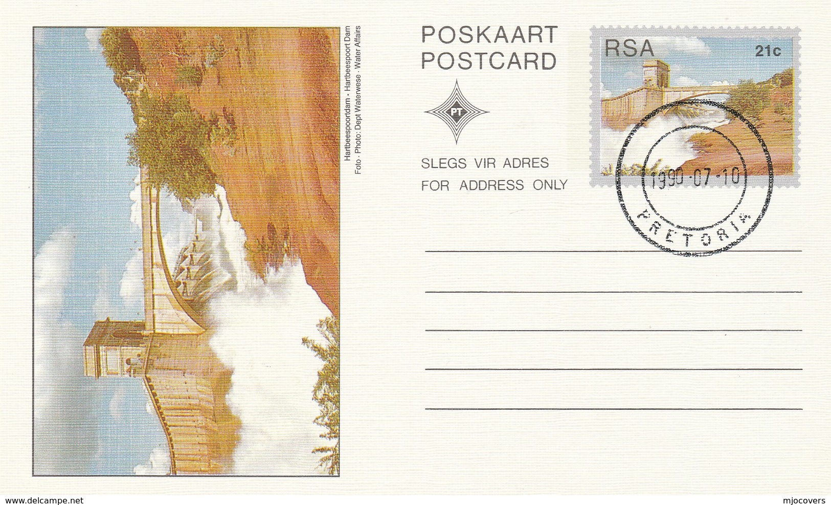 1987 First Day 21c SOUTH AFRICA Postal STATIONERY CARD Illus HARTBEESPOORT DAM Cover Stamps Rsa - Covers & Documents