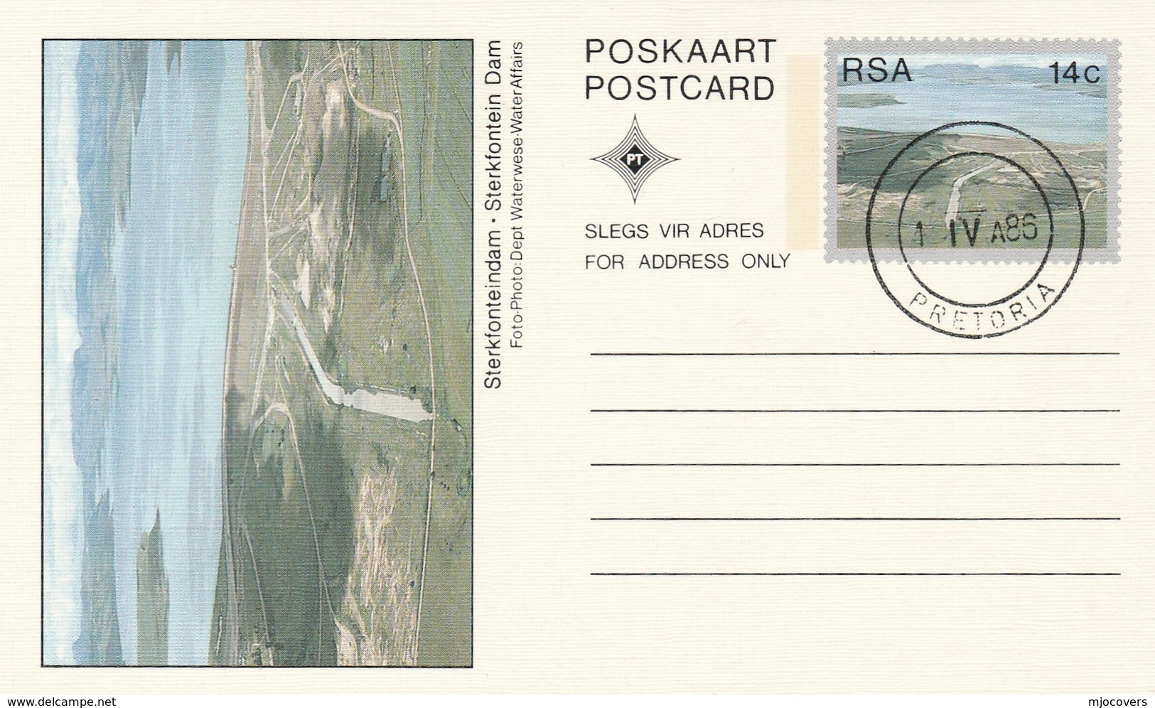 1985 First Day 14c SOUTH AFRICA Postal STATIONERY CARD Illus  STERKFONTEIN DAM Cover Stamps Rsa - Covers & Documents