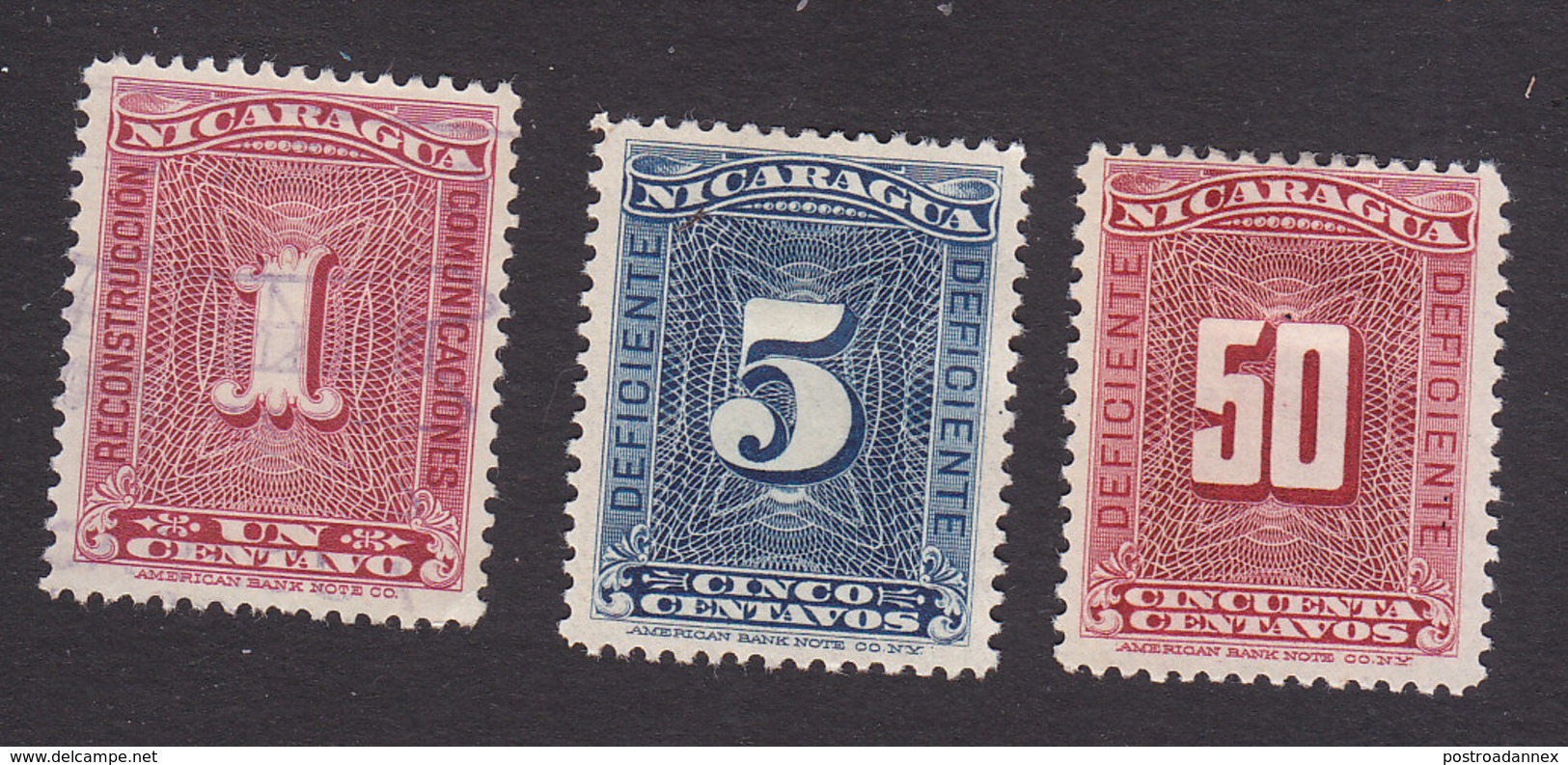 Nicaragua, Scott #J42, J44, J48, Used/Mint No Gum, Postage Due, Issued 1900 - Nicaragua