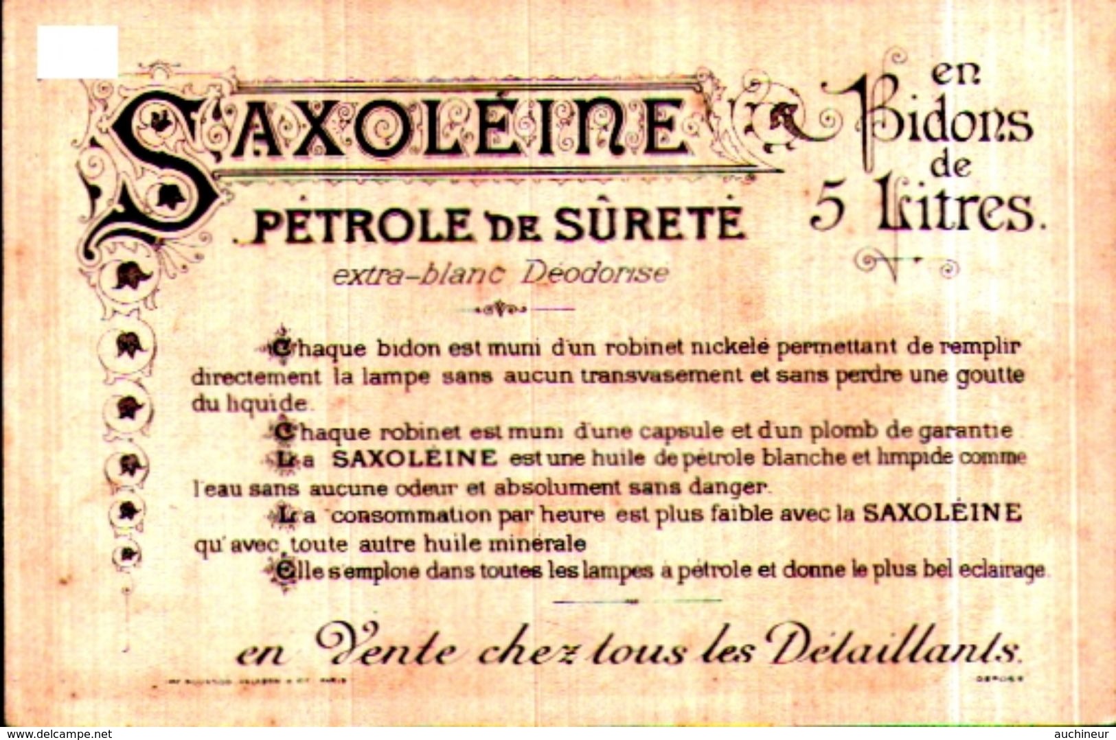 Chromos Saxoléine Pétrole De Sureté, Lampe à Pétrole Calendrier Trimestre 1896 - Petit Format : ...-1900