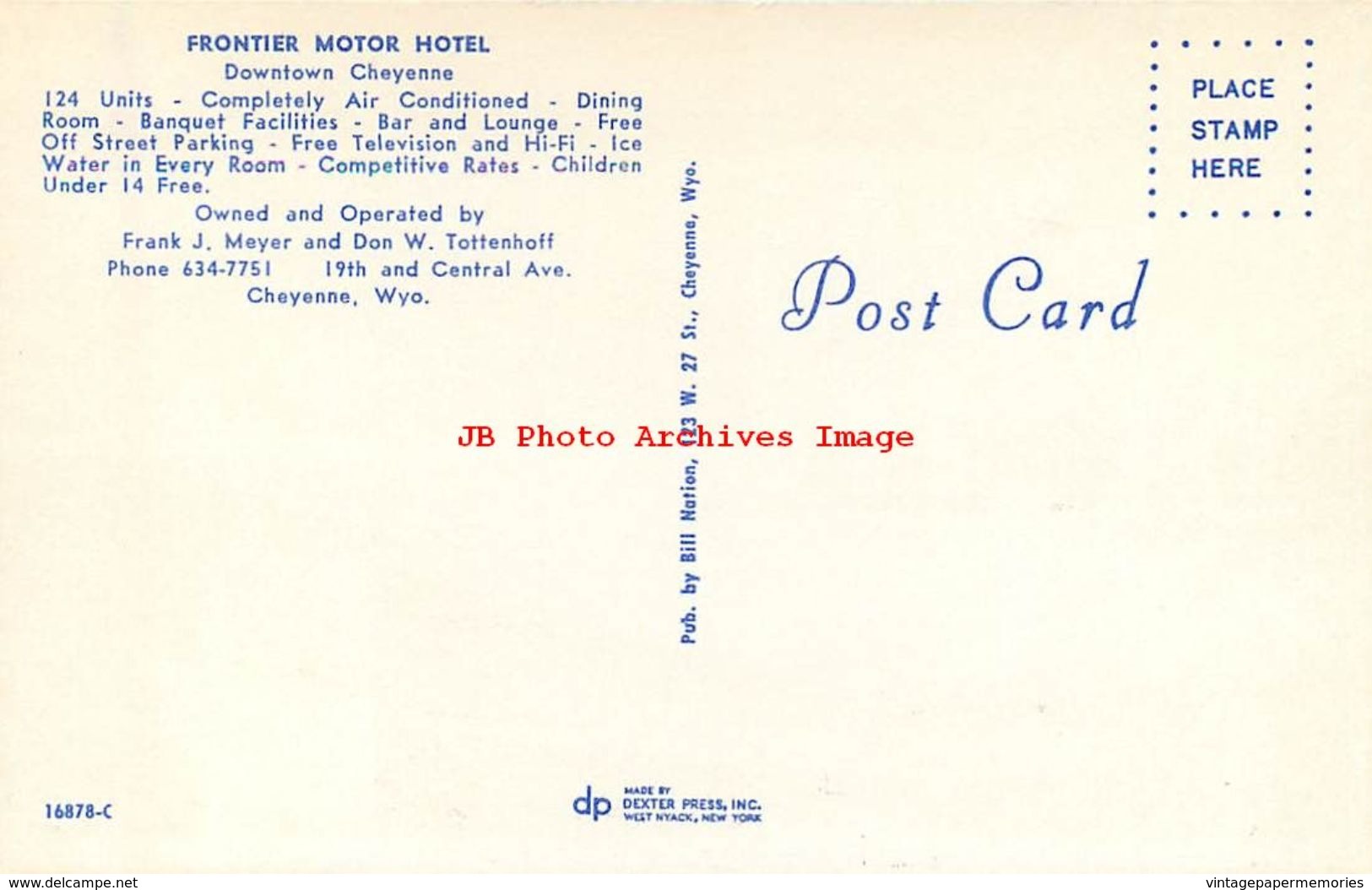 278899-Wyoming, Cheyenne, Frontier Motor Hotel, Multi-View, Bill Nation By Dexter Press No 16878-C - Cheyenne