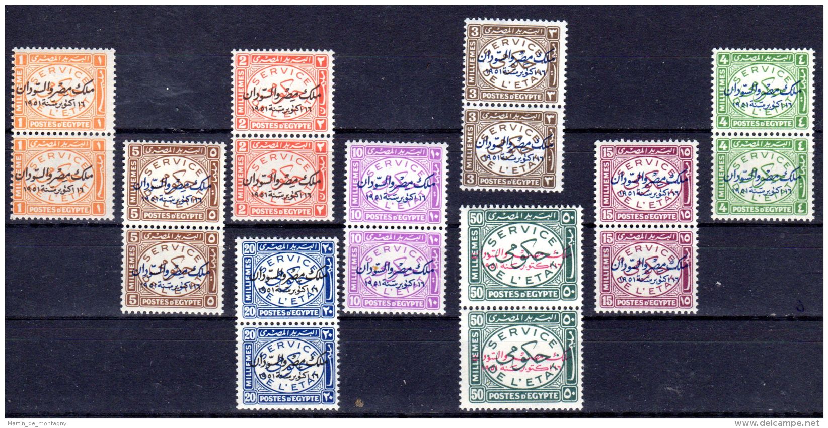 1952; Timbres Service, YT 56 - 64 ; Michel 60 - 68; En Paires ; Neuf **, Lot 49664 - Service