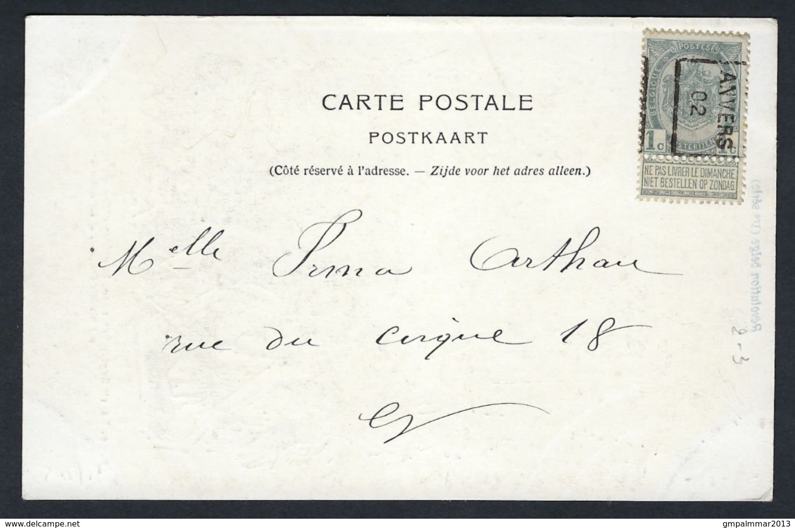 Postkaart Met Nr. 53 Voorafgestempeld Nr. 406 Positie B  ANVERS 02  ; Staat Zie 2 Scans ! Inzet 10 € ! - Rolstempels 1900-09