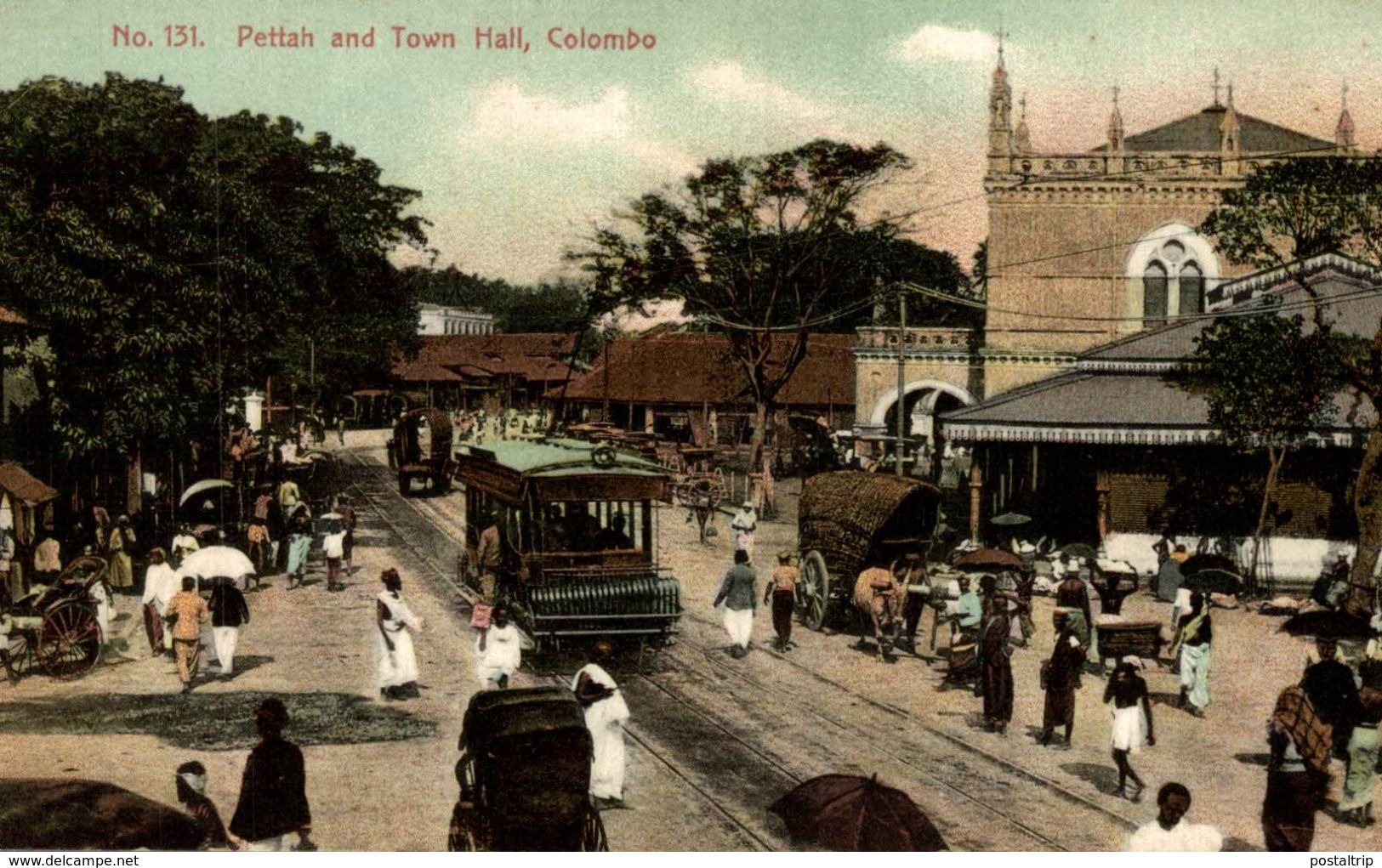 Pettah And Town Hall, COLOMBO, Très Animé - Tramway SRI LANKA . CEYLON CEYLAN - Sri Lanka (Ceilán)