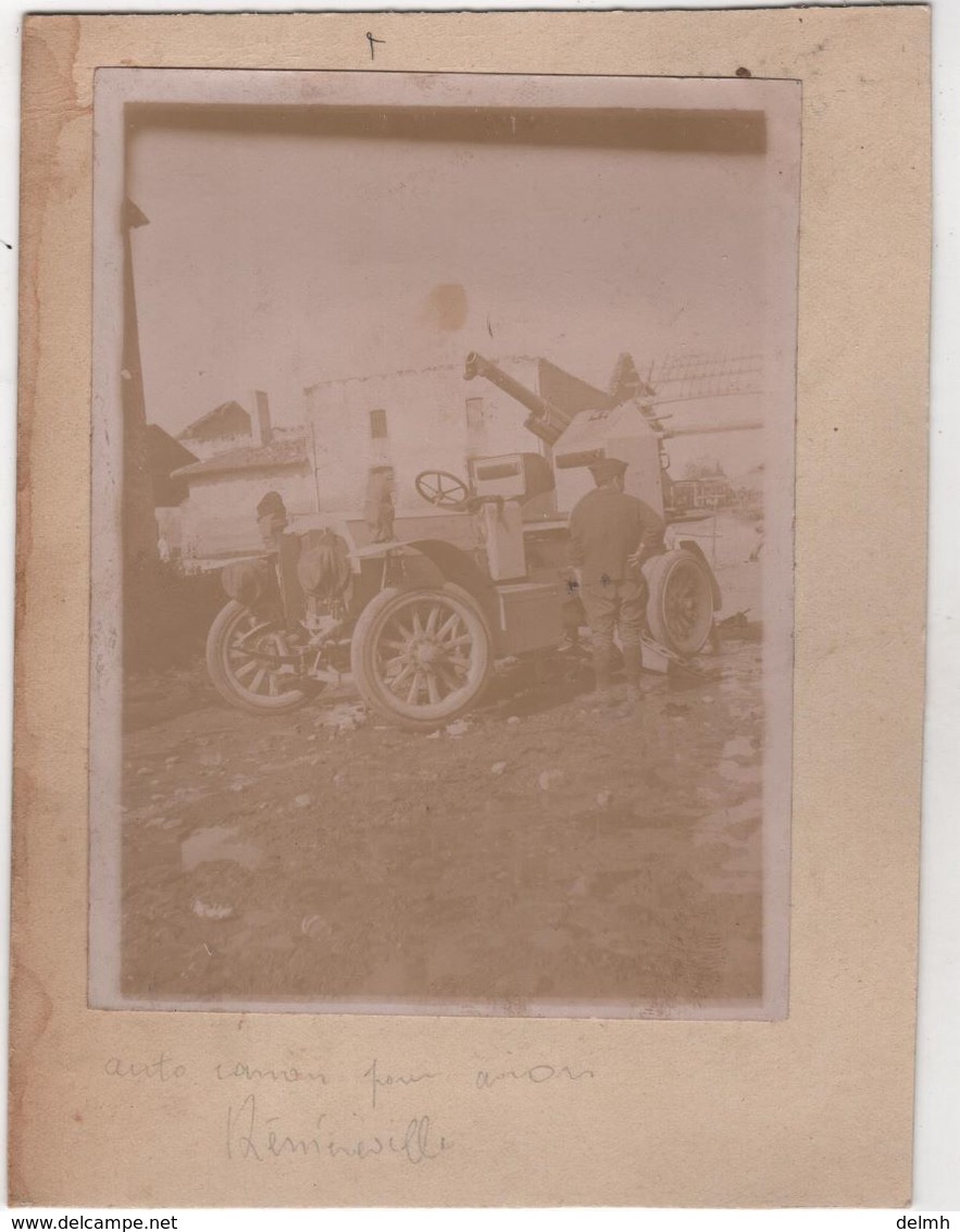 Photo Originale Aviation REMENOVILLE Auto Canon Militaria 1915 - Guerre, Militaire