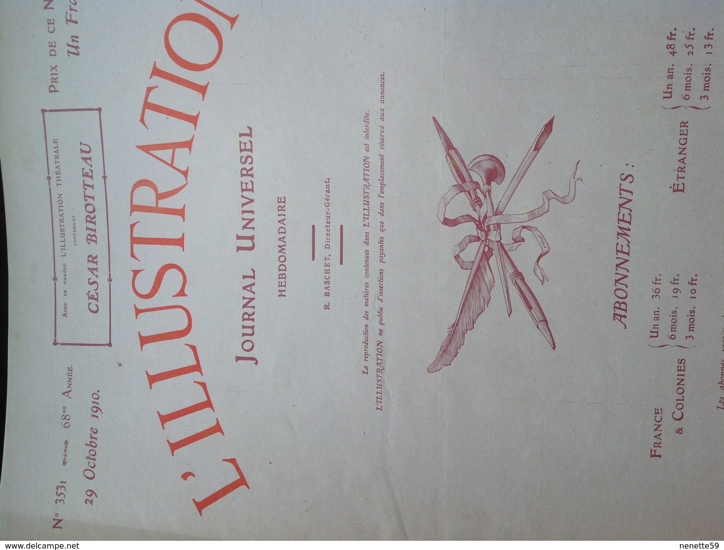 L'ILLUSTRATION N° 3531 Du 29 OCTOBRE 1910 - L'Illustration