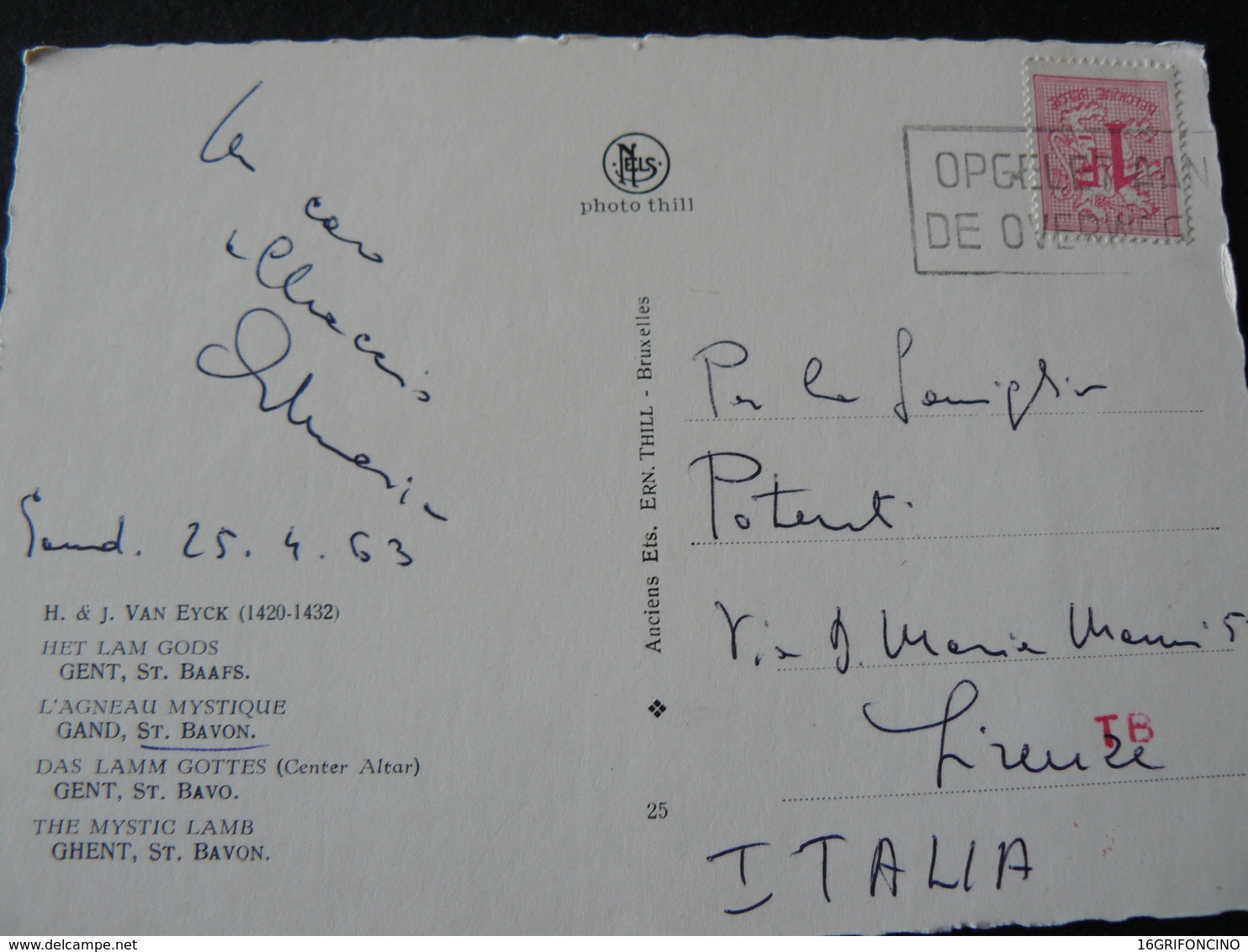 1963..BEAUTIFUL POSTAL CARD FROM BELGIE TO ITALY.//.BELLISSIMA CARTOLINA VIAGGIATA DAL BELGIO PER L'ITALIA - Autres & Non Classés