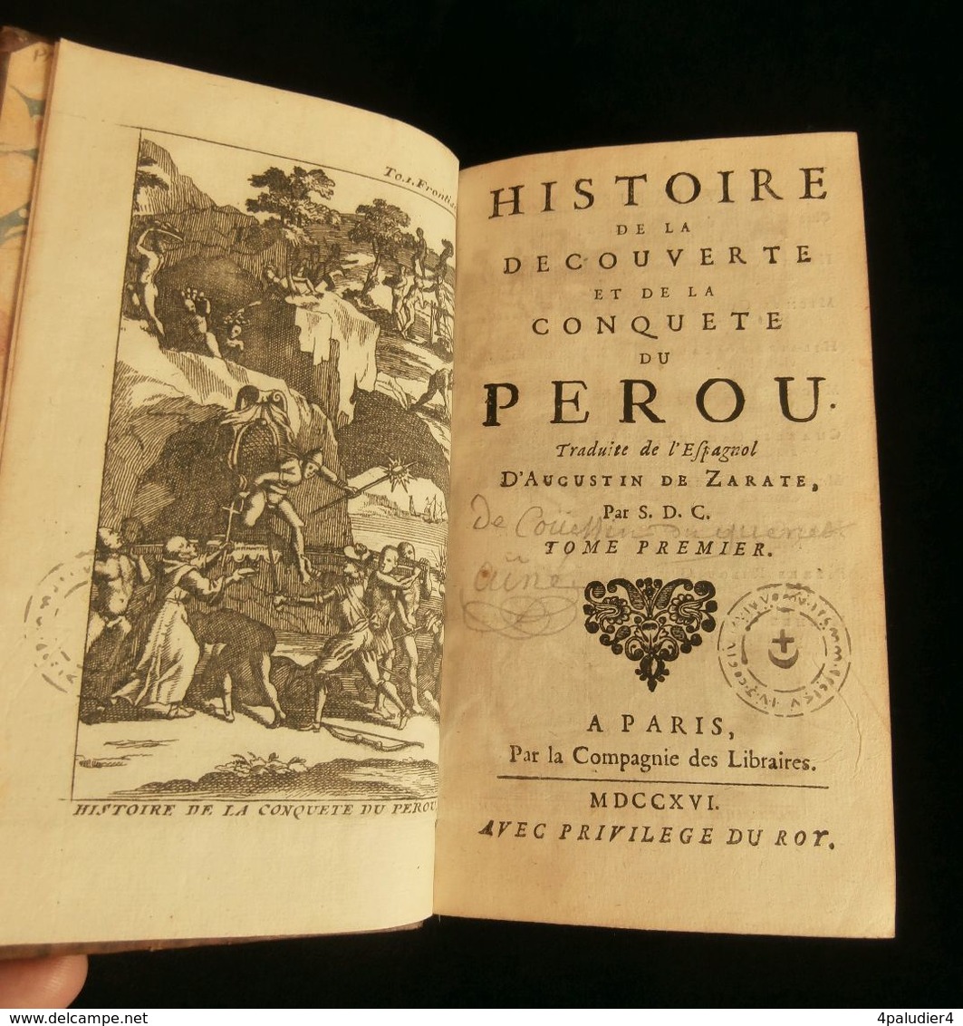 HISTOIRE DE LA DECOUVERTE DU PEROU Augustin De ZARATE 1716 15 PLANCHES TOME 1 - 1701-1800