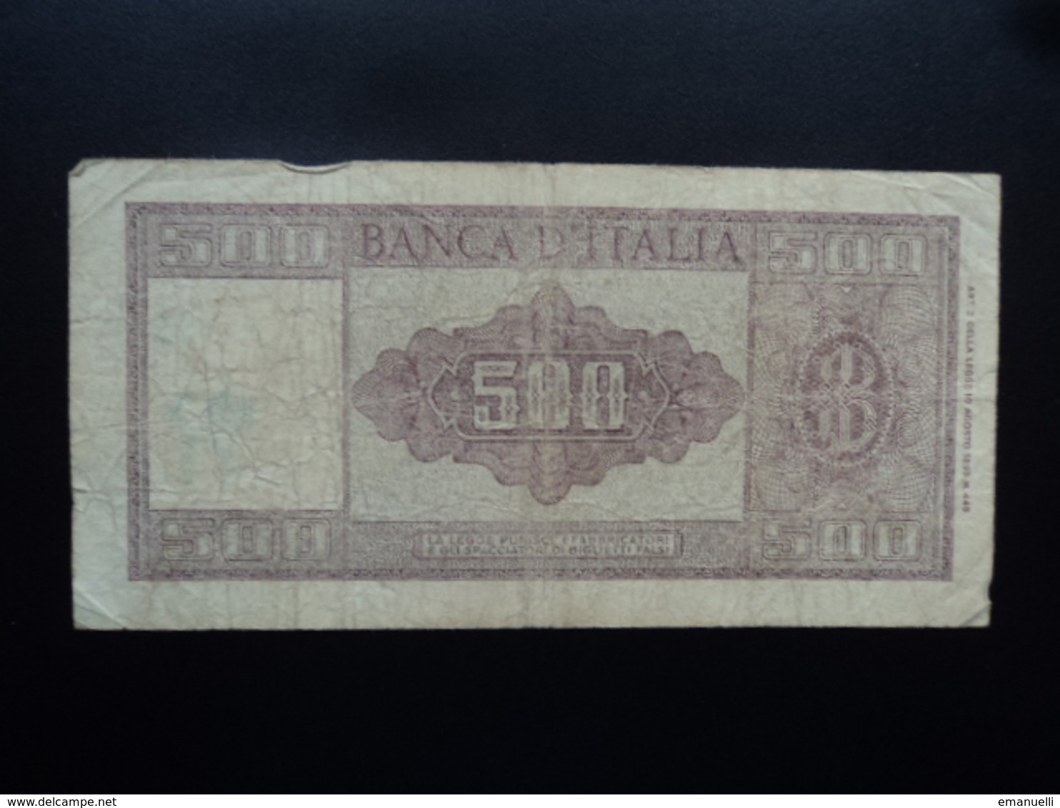 ITALIE : 500 LIRE  23.3.1961  P 80b / CI 58 BS 454  Presque TB - Autres & Non Classés