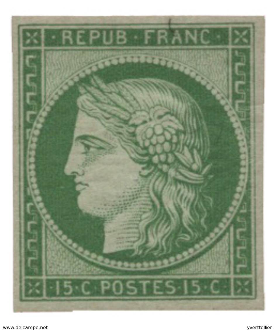 6 N°2e* 15 C. Vert Clair. Réimpression 1862, Signé Calves - Sonstige & Ohne Zuordnung