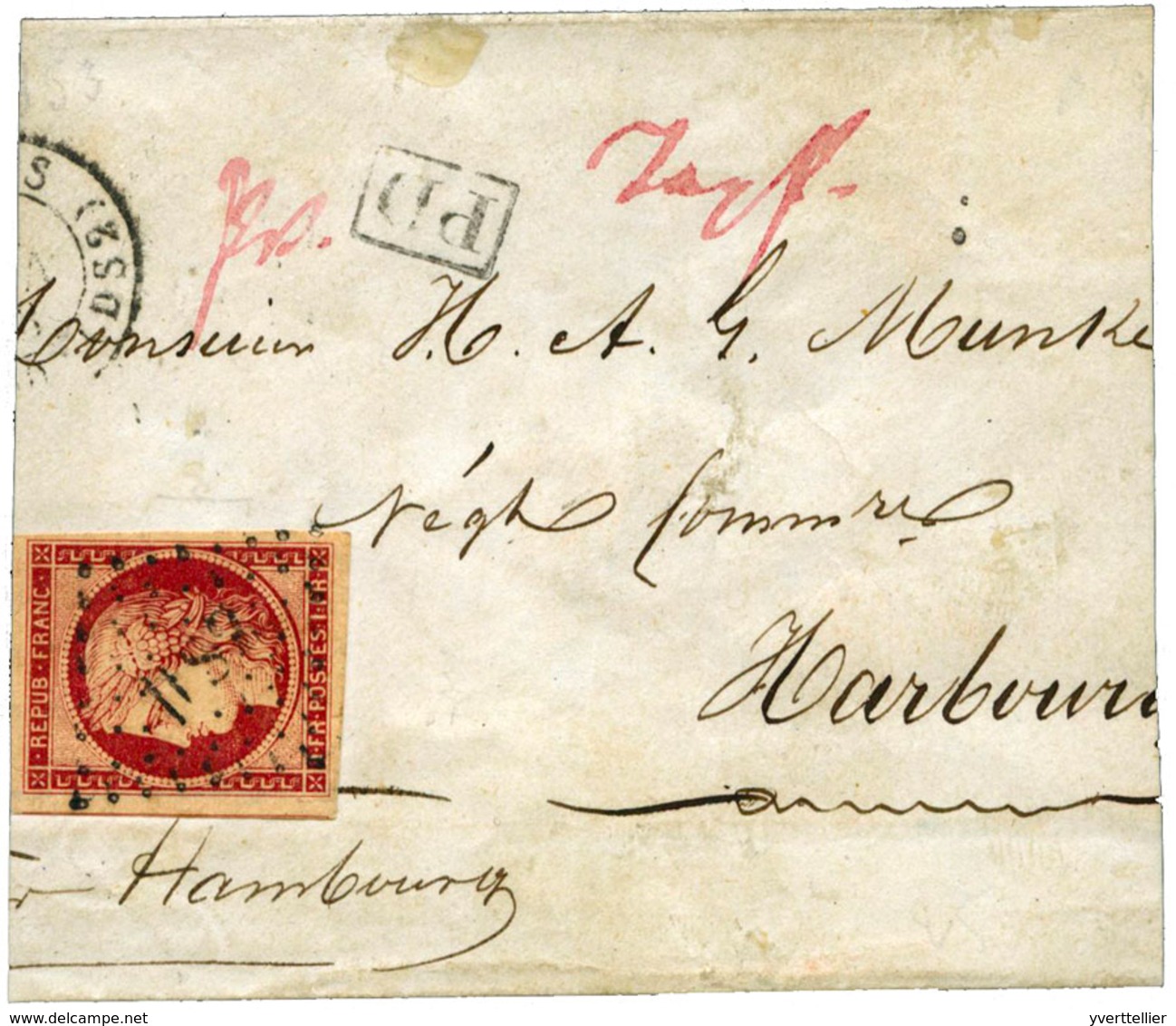 22 N°6 Obl. TB  1 Fr. Carmin Sur Fragment De Lettre, Très Belles Marges. - Autres & Non Classés