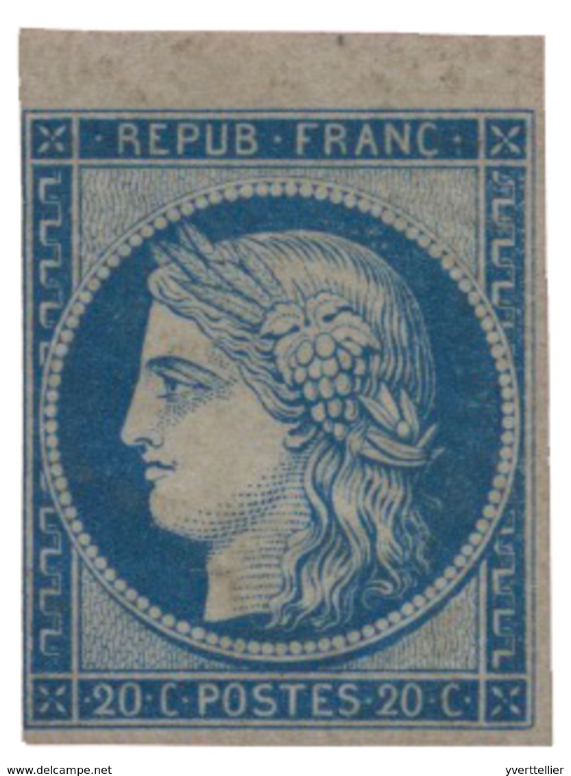 28 N°8f* 20 C. Bleu Sur Jaunâtre. Réimpression 1862, Signé Calves - Autres & Non Classés