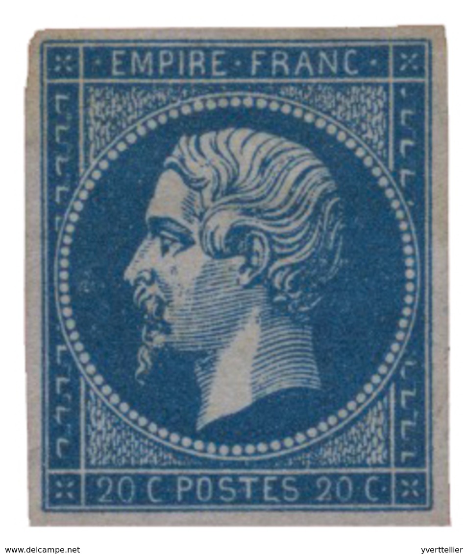 52 N°14A* 20 C. Bleu Type I. Signé Brun - Autres & Non Classés