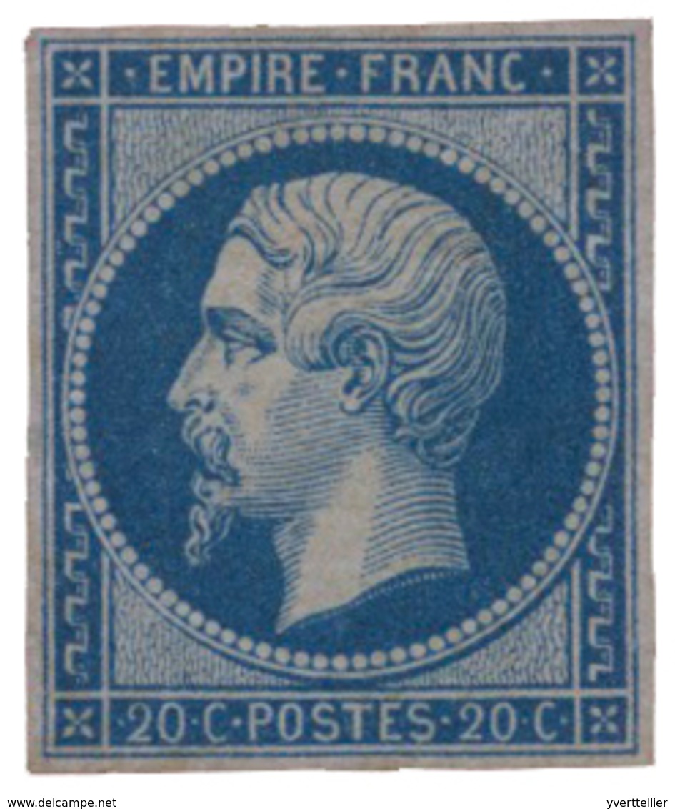 60 N°14B* 20 C. Bleu Type II. Charnière Légère, Signé Calves - Sonstige & Ohne Zuordnung