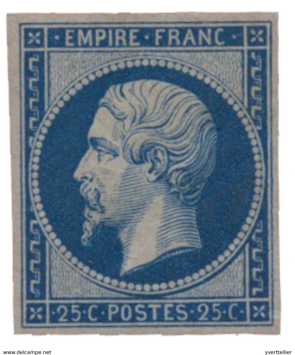 62 N°15c* 25 C. Bleu. Réimpression 1862 - Autres & Non Classés