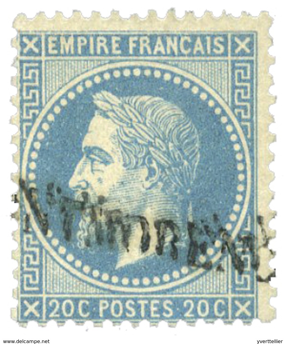 96 N°29A Obl. 20 C. Bleu Type I. Oblitération De Fortune De MONTMORENCY (guerre De 1870). - Autres & Non Classés