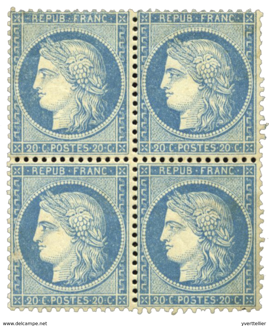 112 N°37* 20 C. Bleu. Bloc De 4, Gomme Partielle - Other & Unclassified