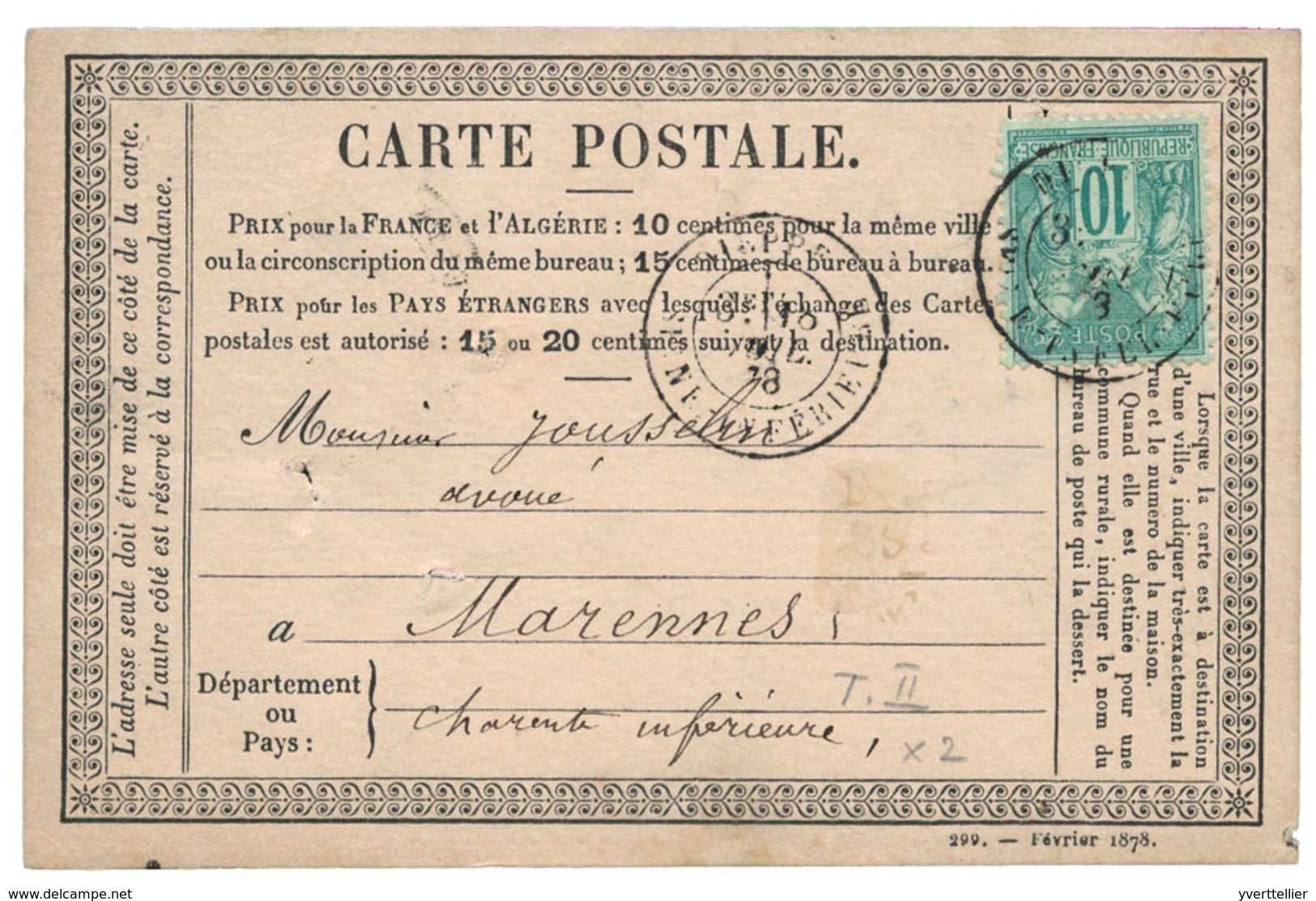 198 N°76 Obl. TB 10 C. Vert Sur Carte Postale. - Autres & Non Classés