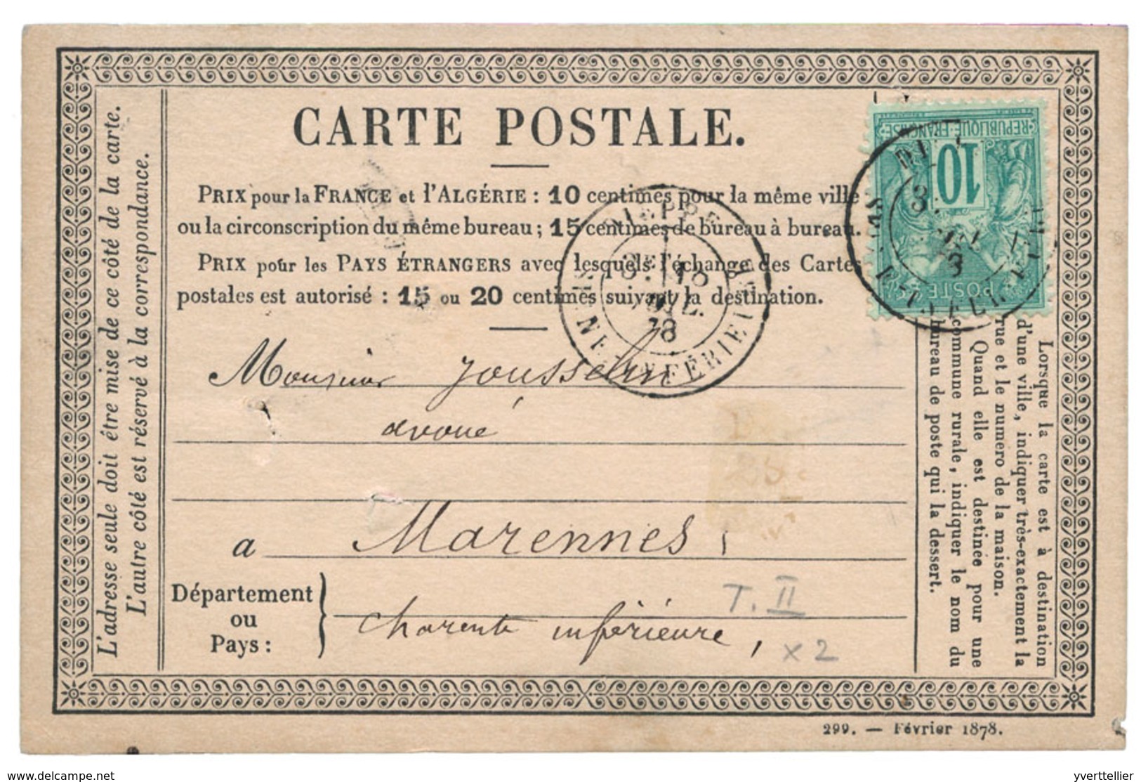 198 N°76 Obl. TB 10 C. Vert Sur Carte Postale. - Other & Unclassified