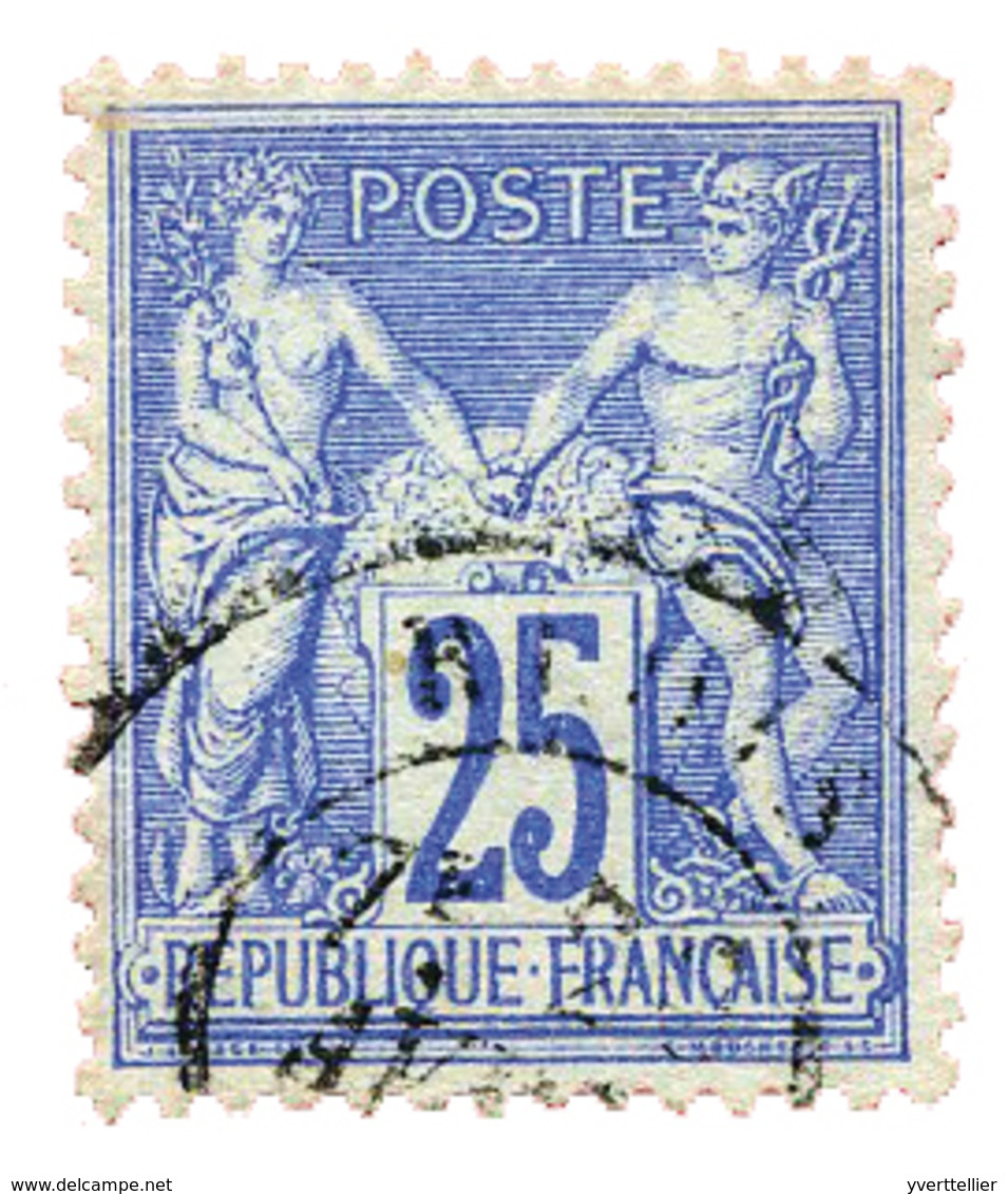 200 N°78b Obl. TB 25 C. Outremer Sur Vert Clair. Rare, Signé Scheller + Certificat - Autres & Non Classés