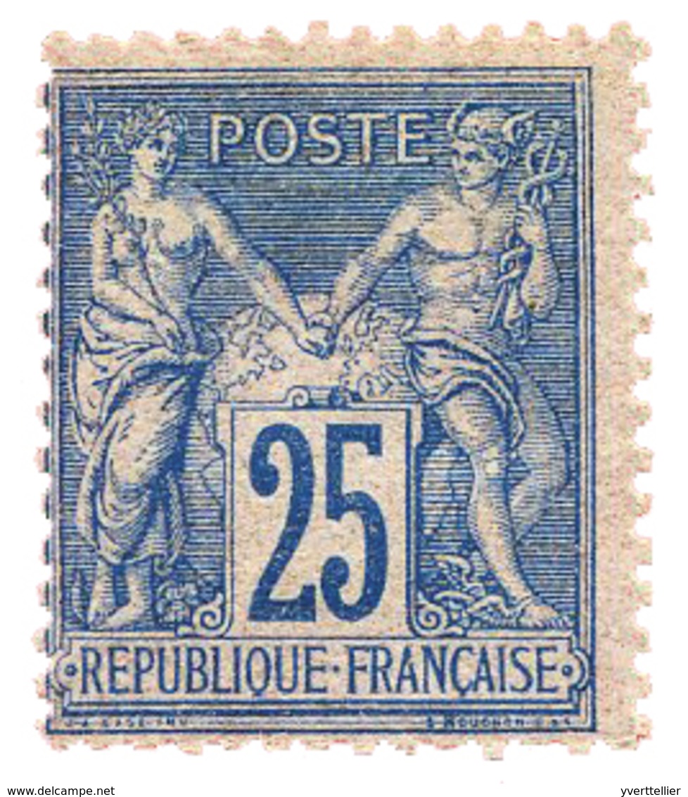 202 N°79* 25 C. Bleu. Forte Charnière Et Dents Courtes - Other & Unclassified